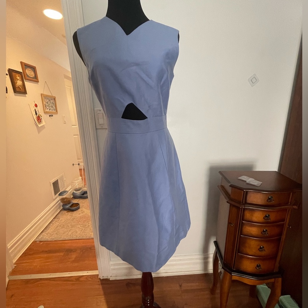 Size 2 periwinkle blue Kate Spade Saturday dress with cutout detail.